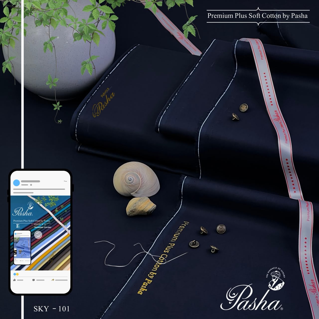 PASHA Brand
`Soft Cotton - PREMIUM PLUS` Navy Blue