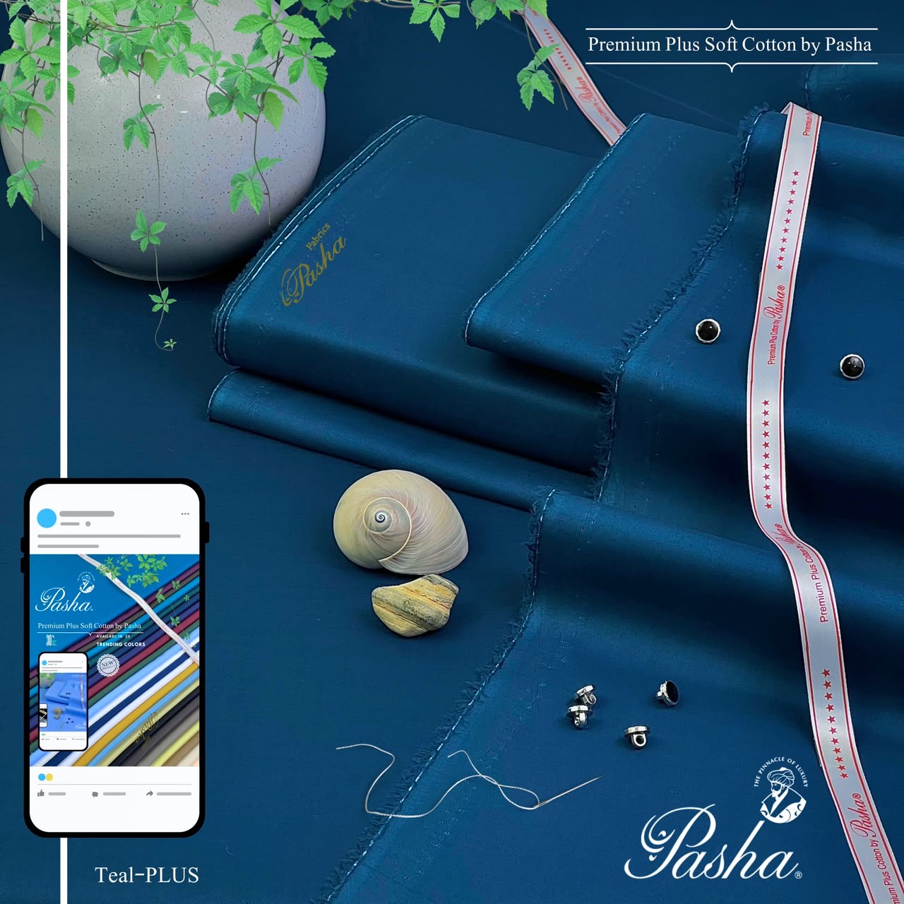 PASHA Brand
`Soft Cotton - PREMIUM PLUS` Teal Blue