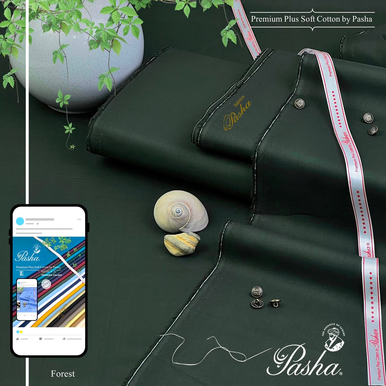 PASHA Brand
`Soft Cotton - PREMIUM PLUS` Forest Green