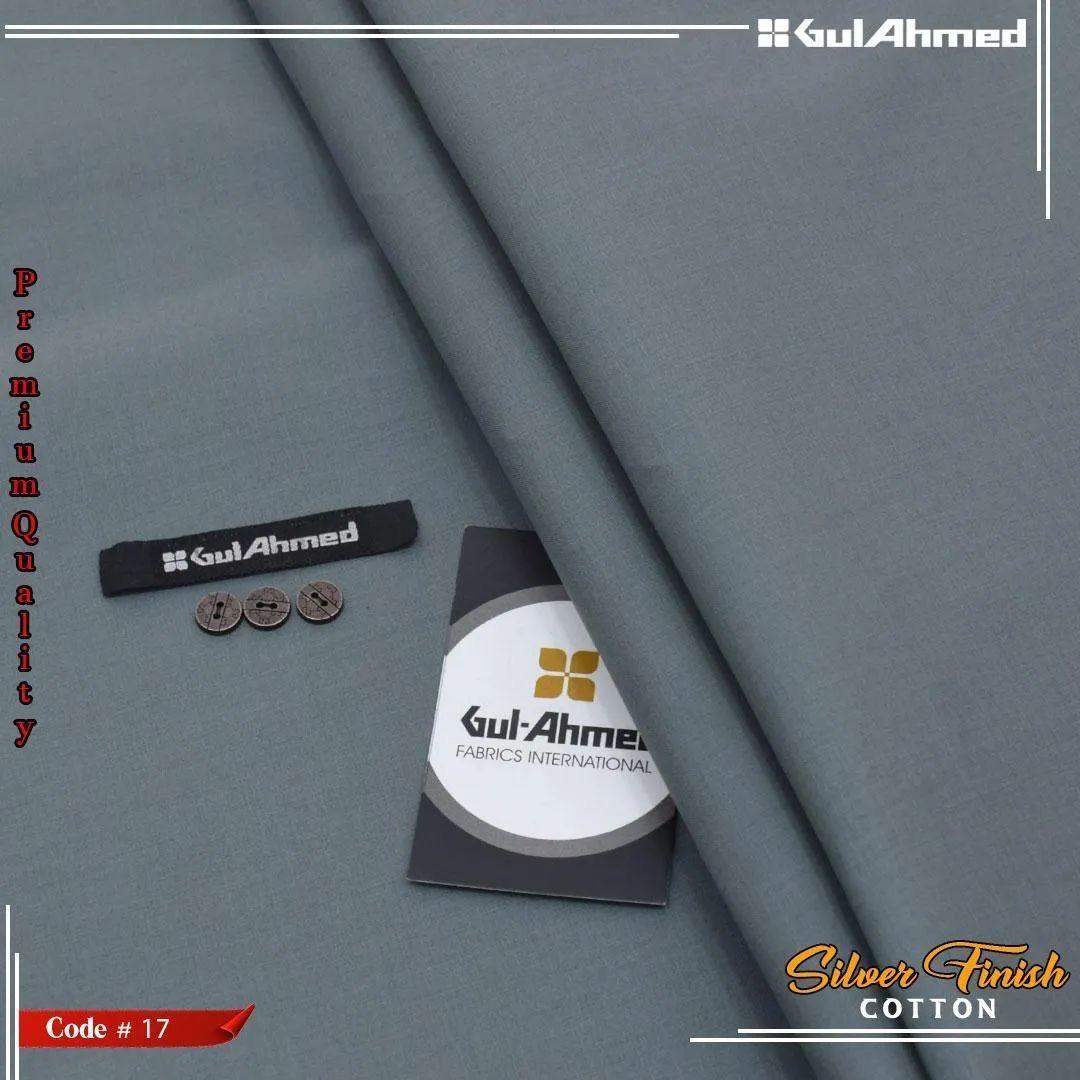 Gul Ahmed 100%Cotton-Smoke Grey -Unstitched Men's Wear | Best For Summer