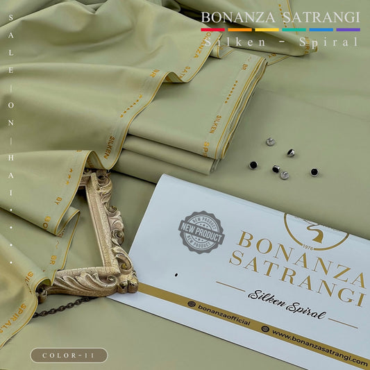 BONANZA SATRANGI PISTACHIO GREEN WASH N WEAR SILKEN-SPIRAL