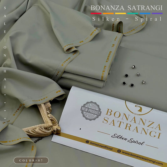 BONANZA SATRANGI OLIVE WASH N WEAR SILKEN-SPIRAL