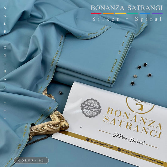 BONANZA SATRANGI OCEAN BLUE WASH N WEAR SILKEN-SPIRAL