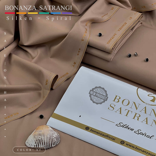 BONANZA SATRANGI BROWN WASH N WEAR SILKEN-SPIRAL