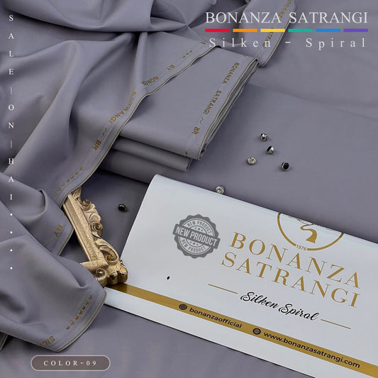 BONANZA SATRANGI LIGHT PURPLE WASH N WEAR SILKEN-SPIRAL