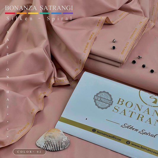 BONANZA SATRANGI TEA PINK WASH N WEAR SILKEN-SPIRAL
