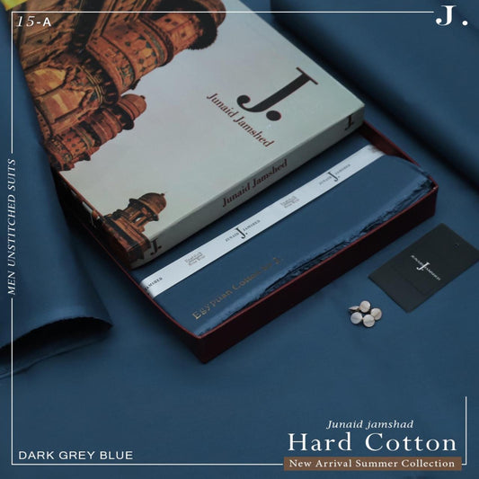J. 100%Cotton-Dark Grey Blue-Unstitched Men's Wear | Best For Summer