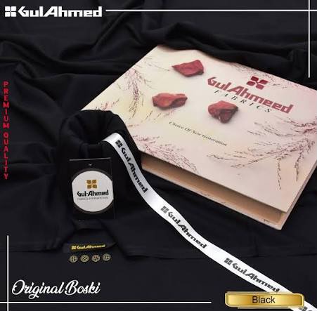 Gul Ahmed Boski Fabric | Black | Allow to Open Parcel