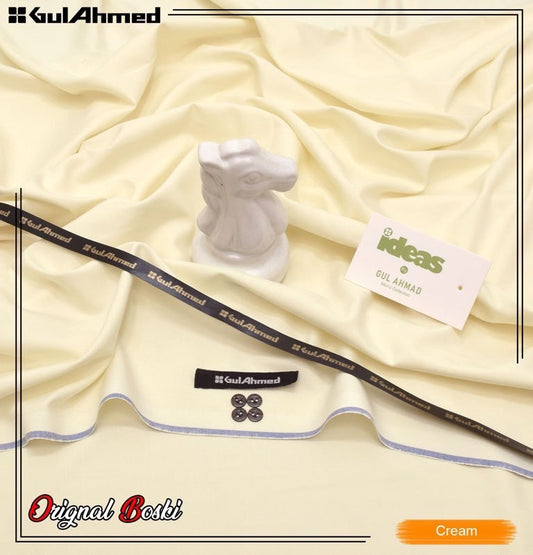Gul Ahmed Boski Fabric | Cream| Allow to Open Parcel