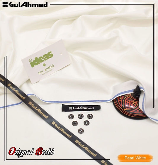 Gul Ahmed Boski Fabric | Pearl White | Allow to Open Parcel