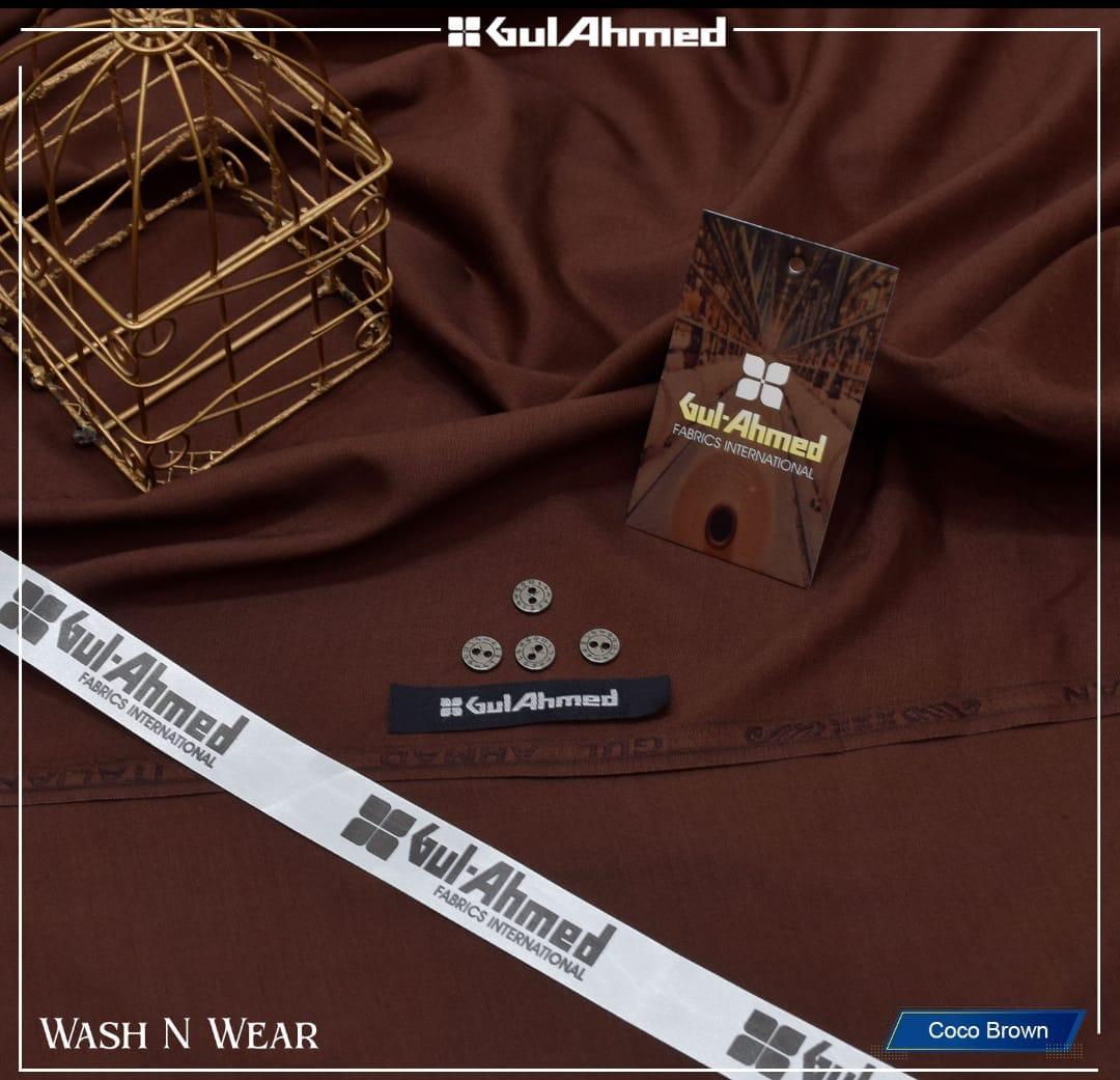 Gul Ahmed 100%Cotton-Cocoa Brown -Unstitched Men's Wear | Best For Summer